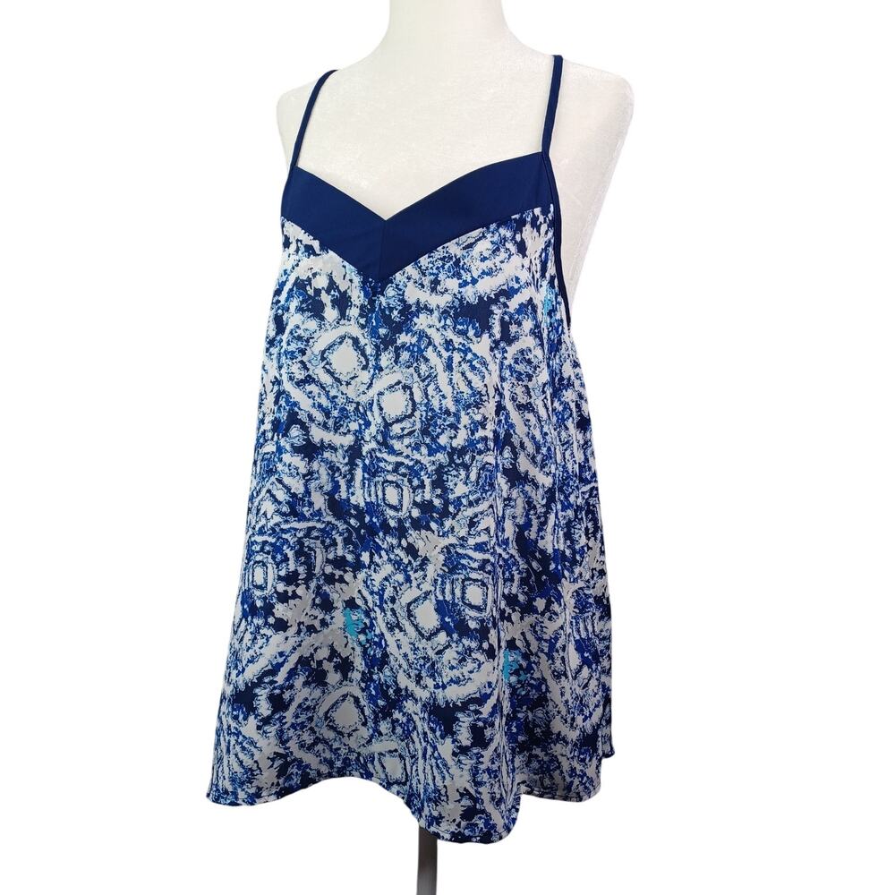 Romeo +‎ Juliet Babydoll Strappy Tank Top Women XL Boho Beach Hippie Blue Flowy